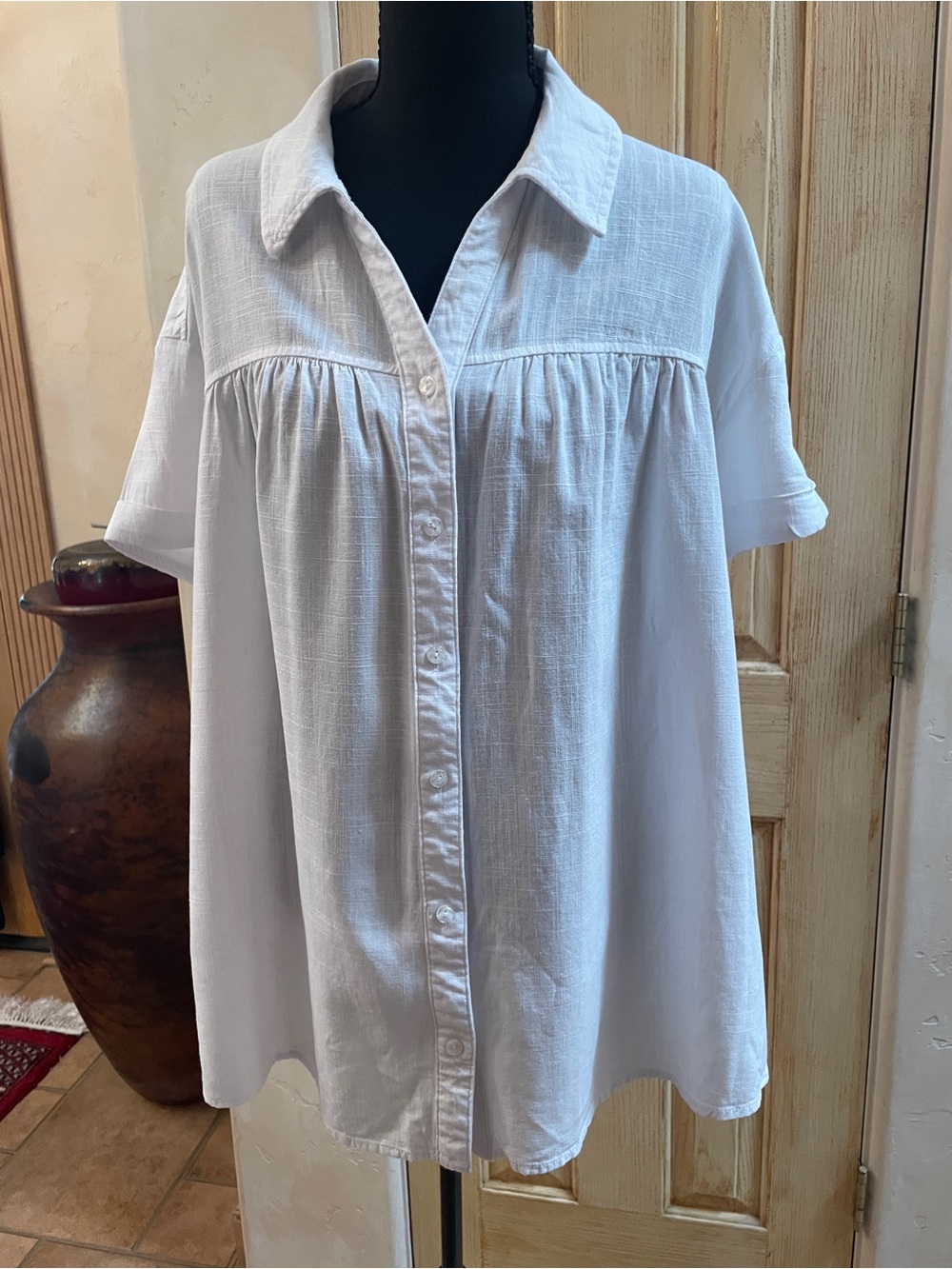 Linen button up blouse